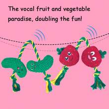 Fruit And Vegetable Shaped Plush Knot Toys, Chew Ropes, Dog Rope Toys, Suitable For Small Dogs, Tough Dog Chew Toys, Knot Tug-Of-War Toys, For Teeth Cleaning, Tug-Of-War, Beneficial To Dogs' Mental Health, Dental Health And Teeth Cleaning, Dog Gifts, Companion Toys, Interactive Toys - Multicolor - View 5