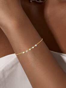 FOREVER QUEEN 1条925纯银立方氧化锆可调节珍珠链手链 - 手鍊 - 查看 2