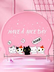 1顶硅胶学生青少年防滑泳帽，可爱卡通猫咪图案，简约粉色系列，速干气质帽 - 多色 - 查看 13