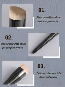 1PC Flat-Top Foundation Brush, Contour Brush, Angled Blush Brush, And Professional Makeup Brushes Designed For Blending Liquid, Cream, And Perfectly Powdered Cosmetics - Multicolor - View 4