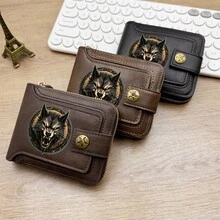Men'S & Women'S Large Capacity Wolf-Themed Wallet With Golden-Tone Hardware - Heavy-Duty Zipper Closure, Card Slots, Multi-Card Holder & Cash Pocket - Faux Leather-Like - Multicolor - View 3