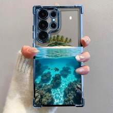 1pc Creative Blue Ocean Quadrangular (Camera Lens Film) Luxury Fashion Shockproof Airbag Phone Case Compatible With Samsung S26/26Plus/S26Ultra/S25Ultra/S25Plus/S25/S25FE/S24Ultra/S24Plus/S24/S24FE/S23Ultra/S23FE/S23/S23+/S22Ultra/S22/S22+/S21Ultra/S21FE/S21/S21+/S20Ultra/S20FE/S20/S20+/A73/A72/A55/A54/A53/A52/ Note 14 Pro+ 5G/ P30/Honor X6b/ A74/ C53/ Narzo N53 - Blue - View 2