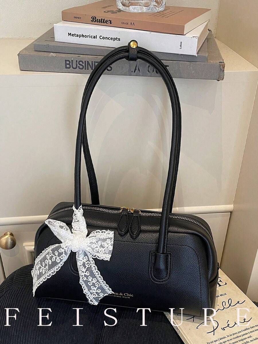 1个FEISTURE PU皮革保龄球包，时尚单肩/腋下包，拉链封口，适合女孩、女士、大学生、年轻职业人士，非常适合工作、商务、通勤和上学。