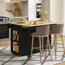 Mobile Storage Islands - Black+Natural + MDF + Kitchen - View 11