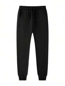 Quần dài nam kiểu dáng thường ngày/thể thao/ngoài trời, dáng rộng, cạp chun, thiết kế túi bên hông, màu đen, thích hợp cho mùa xuân. - màu đen - Xem 6