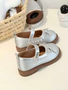 1 Paar Kinder Lässig Mode atmungsaktive weiche Sohle bequeme Lederschuhe, Mädchen Klettverschluss Flache Schuhe für Kleinkinder & Kleine Kinder - Silber - Übersicht 5