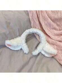 1pc Cute Sheep Ear Headband, Made Of Soft Faux Fur, Suitable For Parties And Washing Face, Solid Color Design - Multicolor - View 6