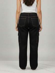 Wide Leg Cargo Pants - 黑赭石 - 查看 2
