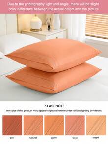 1件装优雅舒适奢华超柔软枕套，不含枕芯，刺绣饰边，超细纤维面料，抗皱防缩，是居家及高档酒店的理想之选，多种颜色可选，可机洗，通过Oeko-Tex认证，橙色 - 橘色 - 查看 8