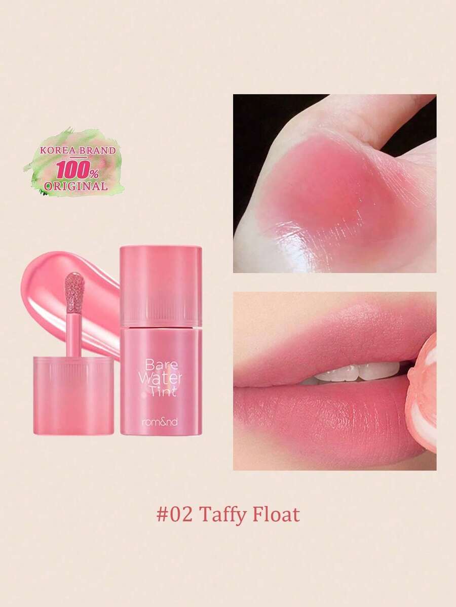 Rom&nd Romand BARE MOOL TINT 02 TAFFY FLOAT，亮泽唇膏，色彩鲜艳，持久显色，MLBB（My Lips But Better，我的唇色，但更美）| 轻盈质地 | 保湿持久唇釉 | 高显色度，亮泽，纯素，韩国彩妆，4.5克（0.16盎司），赠品