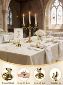 1/2pcs Gold Stainless Steel Table Number Holder, Mini Card Holder, Wedding Party Graduation Ceremony Restaurant Home Office Decoration Memo Table Sign Holder - Gold - View 5