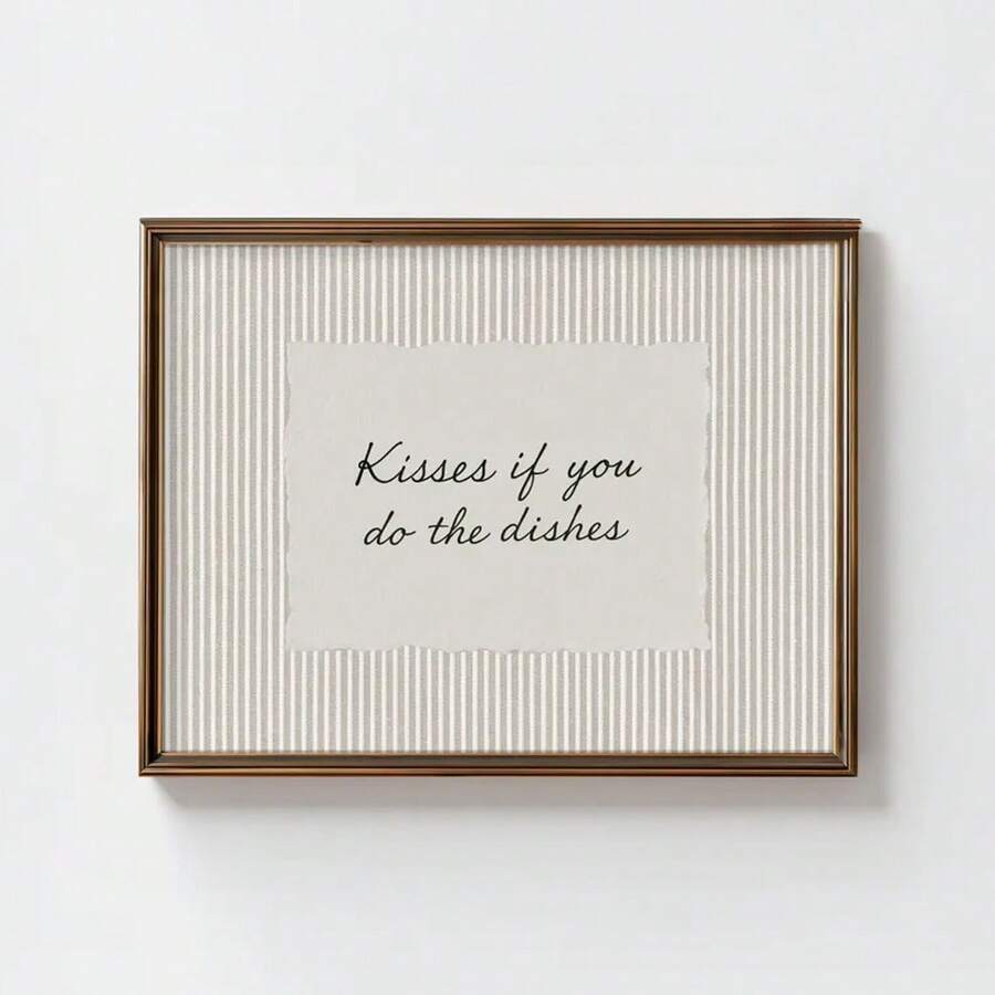 1 Stück rahmenloses Leinwand-Poster mit witzigen Zitaten, minimalistisches Typografie-Wandkunstdekor, geeignet für Küche, Esszimmer und gemütliche Heimdekoration - Einfache Handschrift - Übersicht 1