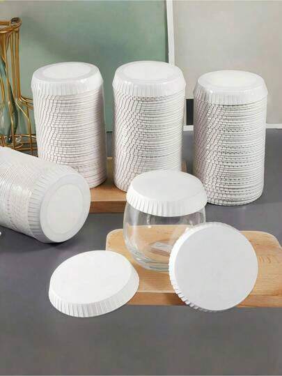 50/100pcs Paper Cup Lids, Hot Drink Cup Covers, Beverage Lids For Cafes, Hotels, KTVs, Bars, Coffee Shops, Glass Containers, 2.95 Inch Diameter, White