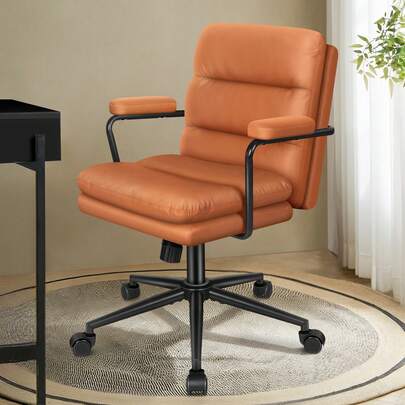 ALFORDSON Desk Chair, Makeup Chair With Wheels, Upholstered Home Office Chair For Girls And Women, Medium Height Swivel Computer Chair For Living Room And Bedroom