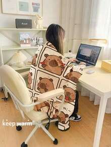 Manta de oficina, manta de terciopelo coral universal de cuatro estaciones, toalla, colcha, manta de sofá, manta de aire acondicionado, manta, chal, siesta de otoño - Caqui - Ver 5