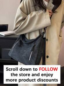 Fashionable New Large Capacity Women's Bag, Versatile Retro Crossbody Bag, Textured Shoulder Tote Bag, Minimalist Underarm Bag, Niche College Style Shoulder Bag, Fashionable & Unique, Exquisite Shoulder Bag - Black - View 3