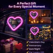 Car LED Ambient Light, Solar-Powered Heart-Shaped LED Neon Light, Solar-Powered Heart-Shaped Atmosphere Light With 3 Modes, IP65 Waterproof, For Romantic Car Interior And Outdoor Decor - LOVE - View 5