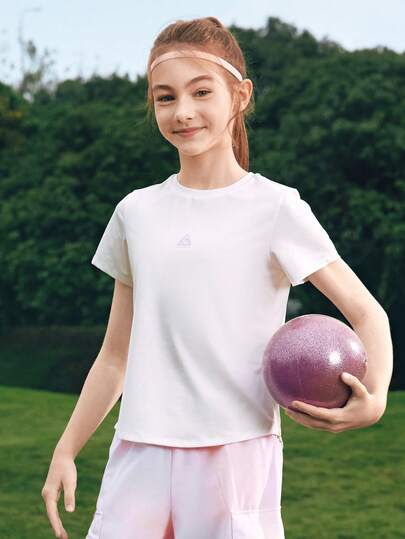 Balabala 少女圆领短袖速干运动T恤，夏季