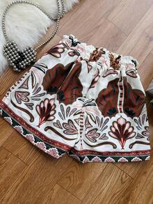 JING MODAS Crepe Fabric Set Consisting Of A Cropped Top And Shorts With Lining. - Khaki - View 7