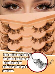 7对仿貂毛假睫毛 - 奢华轻盈，蓬松猫眼造型，自然条纹假睫毛，D型卷翘设计，无香型，多副装，提升眼部魅力的理想之选 - 眼尾拉長款 - 查看 6