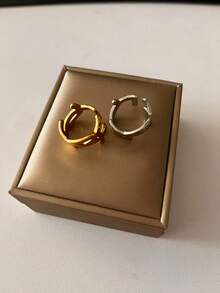 极简主义弧形几何开口戒指，小众设计，优雅百搭，高端珠宝 - 不規則戒指 - 查看 3