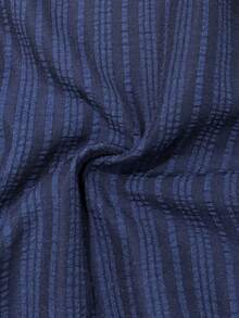 WAIT HIM Men's Casual Front Button Striped Print Long Sleeve Shirt - Blue - View 7