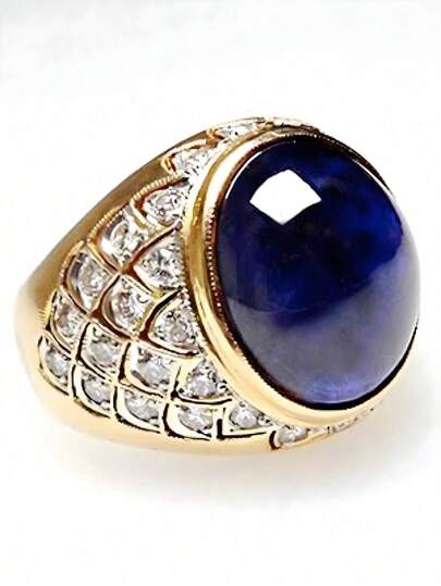 1 pieza Anillo de lujo azul de circonita para hombre, adecuado para boda, compromiso, fiesta, regalo del Día de San Valentín