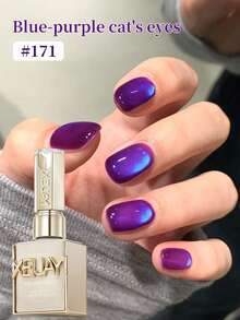 XEIJAYI 1PC 15ML Blue Purple Cat Eye Gel Nail Polish, UV LED Curing, Long-Acting Fast Drying Nail Art Gel - Ideal Gift For Women - 藍色 - 查看 3