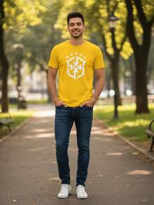 Camiseta Brasil Amarela  Estilo, Conforto E Identidade - Amarelo - Visão 1