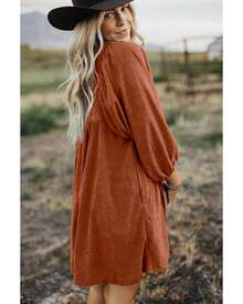 Button Up Dress Women Gold Flame Mini Dresses - 金色火焰 - 查看 8