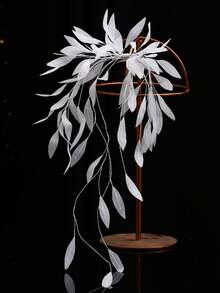 1pc Bohemian White Bridal Faux Feather Tassel Hair Clip, Fairy Headpiece For Wedding Dress, Photography, All Seasons - Multicolor - View 6