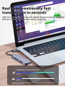 五合一双接口扩展坞，带 USB/Type-C + SD/TF 读卡器，高速传输 - 灰色 - 查看 2