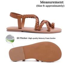 Women's Wide Width Flat Sandals, Flip Flop Casual Strapy Sandals Slip On Summer Beach Shoes For Women. - 布朗 507 - 查看 2