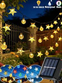 Solar Courtyard Light 20/50/100LED, 8 Lighting Modes, Waterproof Fairy Light, Outdoor Solar Star Crystal Ball Light, Suitable For Garden, Courtyard, Party, Balcony, Wedding, Party, Porch, Fence, Pavilion, Holiday, Christmas Decoration - String Lights - View 3