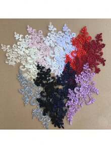 1pair Colored Lace Pair Flower Bridal Dress Headwear Lace Accessories Multi Color Headwear Clothing Car Stock Stickers - Multicolor - View 4