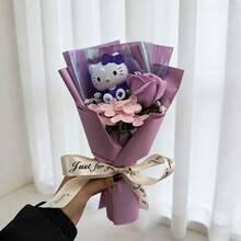 1 Bouquet Of Sanrio Hello Kitty Artificial Flowers, Beautiful Couple's Hand Bouquet - Perfect For Holiday Gifts, Mother's Day Gifts, Easter Gifts - Multicolor - View 11