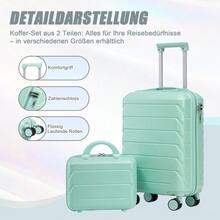 14"/19" 2-Piece ABS Spinner Suitcase Set With Combination Lock & 14" Cosmetic Bag - 綠色 - 查看 8