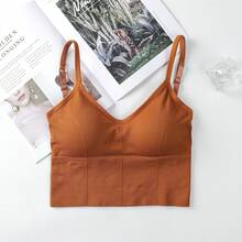 Chaleco de canalé sin costuras para mujer con espalda atractiva - Naranja - Talla única - Naranja Quemada - Ver 2