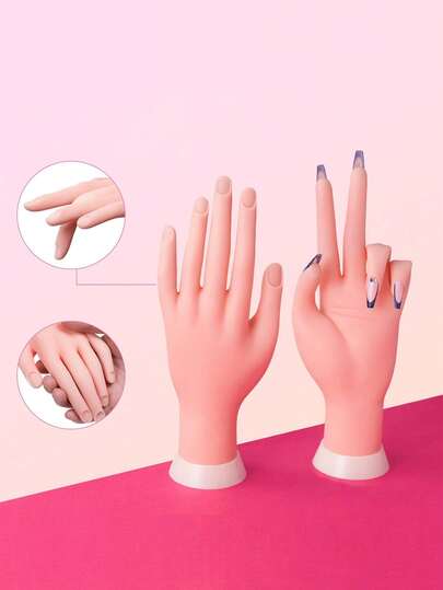 2/1pc Nail Art Tools Fake Hand Manicure Practice Hand, Flexible Soft Plastic Hand Model For Nail Art Training, Salon Practice & DIY Design, Joint Activity Fingers For Gel Polish, Acrylic & Dip Powder Application, Ideal For Beginners, Students, Professionals, Perfect For Christmas Gifts & Valentine's Day Nail Kits