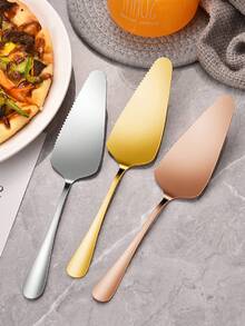 1pc Stainless Steel Baking Spatula, Triangular Cheese Knife, Pie Cutter Blade With Serrated Edge Baking Tool, Cake Slicer, Icing Spatula, Suitable For Kitchen, Restaurant, Party, Dishwasher - Multicolor - View 6