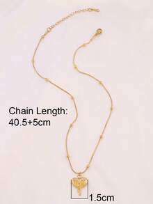 1件不锈钢锆石心形吊坠项链，时尚18K镀金串珠蛇形链项链，女士珠宝礼品 - 項鍊 - 查看 5