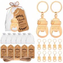 20 Sets Baby Shower Favors Wedding Favors Bottle Opener Baby Shower Party Favors Opener, Baby Shower Favors For Guests, Baby Shower Return Gifts For Guest, Baby Shower Party Favors For Girl/Boy Keychains Boys And Girls Wedding Favor - Gold - View 8
