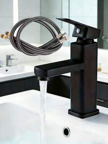 单孔方形浴室水龙头,哑光黑浴室洗脸盆水龙头,拉丝阀芯设计,单孔安装简便,ABS塑料材质,现代简约风格,适用于家庭浴室、厨房、酒店、盥洗台、淋浴房和房车,是浴室洗脸盆和厨房洗脸盆的理想水龙头,现代家居必备配件,也是理想的礼品之选。 - 彩色 - 查看 2