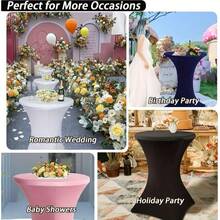 SUNFANS 1 件弹性圆桌布，可水洗，适用于酒吧、婚礼、派对、宴会、圣诞派对、家居、晚宴 - 彩色 - 查看 9