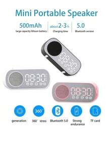 AKKHOO 4.57*2.01*1.3 In Wireless Bluetooth Speaker, Multi-Function High Volume Subwoofer Clock, Mini AI Smart Alarm Clock Speaker - White - View 8