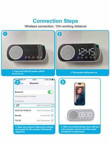 AKKHOO 4.57*2.01*1.3 In Wireless Bluetooth Speaker, Multi-Function High Volume Subwoofer Clock, Mini AI Smart Alarm Clock Speaker - White - View 11