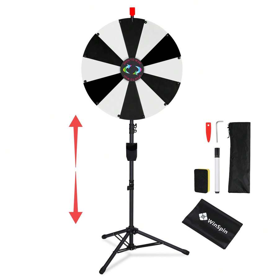 WinSpin 24" Pop Up Displays Spinning Prize Wheel Adjustable Height DIY Modular Spin Doodle Game For Events - Black & White - View 1