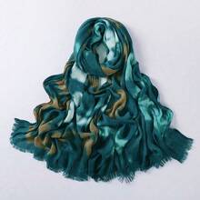 Colección soñadora Nuevo hijab modesto con textura natural arrugada, pañuelo estampado con efecto tie-dye, pañuelo musulmán transpirable - Multicolor - Ver 14
