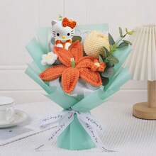 三丽鸥手工针织花束，Hello Kitty百合郁金香针织花束，Hello Kitty手工针织花，永不凋谢的Hello Kitty - 彩色 - 查看 16