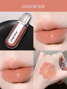 Gege Bear 1pc Mirror-Finish Moisturizing Glossy Lip Gloss, Long-Lasting Non-Sticky Plump Lip Color - 彩色 - 查看 12